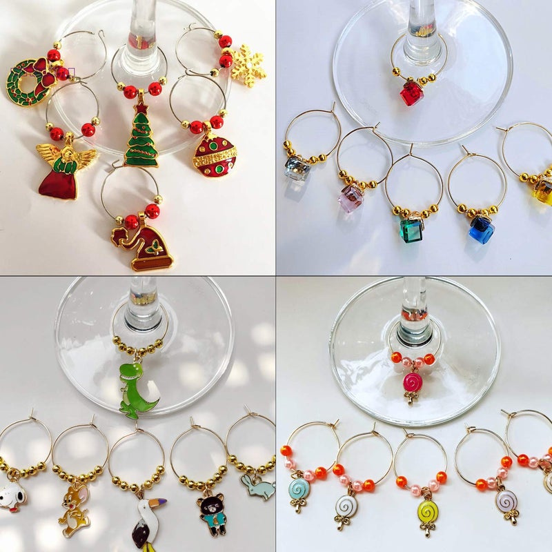 Jdesun 200pcs 25mm Wine Glass Charm Rings Earring Beading Hoop Jewelry Making Findings for DIY Wine Glasses Markers Party Wedding Festivals Decoration,4 Colors - Image 5